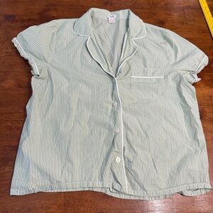 J. Crew Light Green Striped pajama Shirt size large